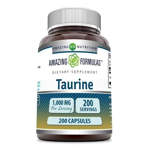 Amazing Formulas Taurine 1000 mg 200 Capsules Supplement | Amino Acid | Non-GMO | Gluten Free | Made in USA