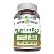 Amazing Formulas Valerian Root 500Mg Per Serving 120 Veggie Capsules Supplement | Non-GMO | Gluten Free | Made in USA | Ideal for Vegetarians