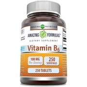 Amazing Formulas Vitamin B6 Pyridoxine 100mg 250 Tablets