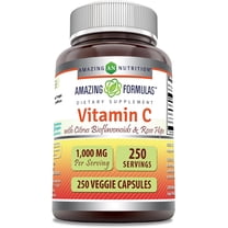 Amazing Formulas Vitamin C with Rose HIPS and Citrus Bioflavonoids 1050mg Per Serving 250 Veggie Capsules Supplement | Non-GMO | Gluten Free | Ideal for Vegetarians