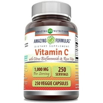 Amazing Formulas Vitamin C (Ascorbic Acid) - 1000mg with Rose Hips & Citrus Bioflavonoids, 250 Vegetarian Capsules (Non-GMO) - Promotes Immune Function - Supports Healthy Aging - Supports Overall
