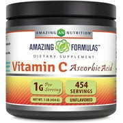 Amazing Formulas Vitamin C (Ascorbic Acid) 16 Oz Powder Supplement | 1 Gram Per Serving | 454 Servings | Non-GMO | Gluten Free | Made in USA
