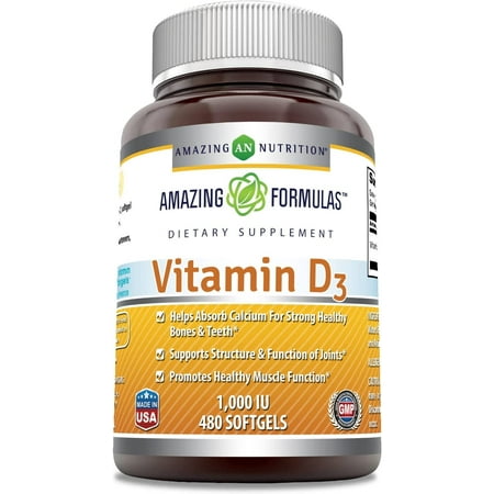 Amazing Formulas Vitamin D3 1000 IU, cholecalciferol Softgels 480 Count