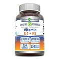 thumbnail image 1 of Amazing Formulas Vitamin D3 5000 IU with Vitamin K2 100 mcg, 250 Veggie Capsules Supplement | D3 + K2 Complex | Non-GMO | Gluten Free | Made in USA, 1 of 6