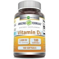 Amazing Formulas Vitamin D3 Cholecalciferol 5000 IU Per Serving 180 Softgels Supplement | Non-GMO | Gluten-Free | Made in USA