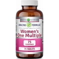 thumbnail image 1 of Amazing Formulas Women's One Multiple 75 Tablets Supplement | Women's Multivitamin | Perfect Blend of Vitamin A, C, E, B1, B2, B3, B6, B12, E, K Calcium and Minerals, 25 Million CFU Probiotics & More, 1 of 5