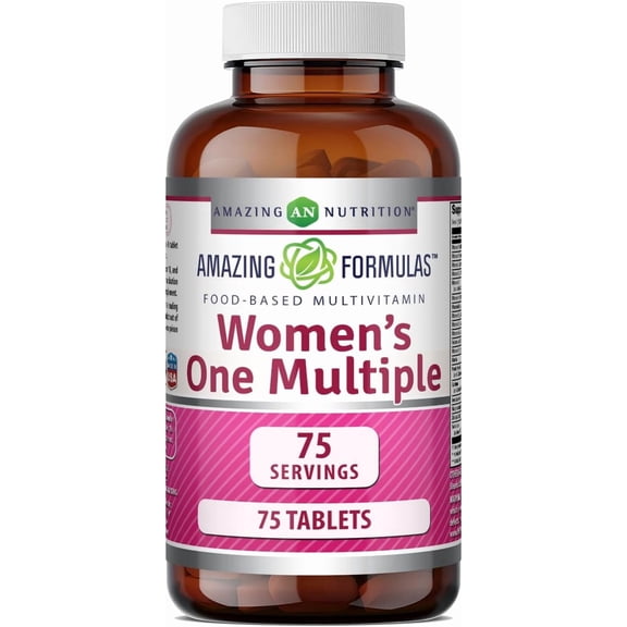 Amazing Formulas Women's One Multiple 75 Tablets Supplement | Women's Multivitamin | Perfect Blend of Vitamin A, C, E, B1, B2, B3, B6, B12, E, K Calcium and Minerals, 25 Million CFU Probiotics & More
