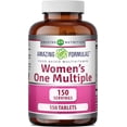 thumbnail image 1 of Amazing Formulas Women's One Multiple 150 Tablets Supplement | Women's Multivitamin | Perfect Blend of Vitamin A, C, E, B1, B2, B3, B6, B12, E, K Calcium and Minerals, 25 Million CFU Probiotic & More, 1 of 5