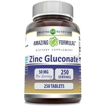 Amazing Formulas Zinc Gluconate 50Mg Per Serving 250 Tablets Supplement | Non-GMO | Gluten-Free | Made in USA