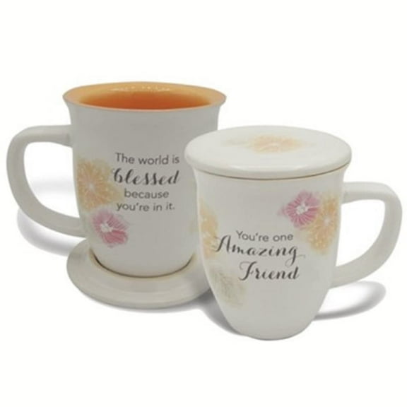 Amazing Friend Floral Mug and Coaster Boxed Set 14Oz