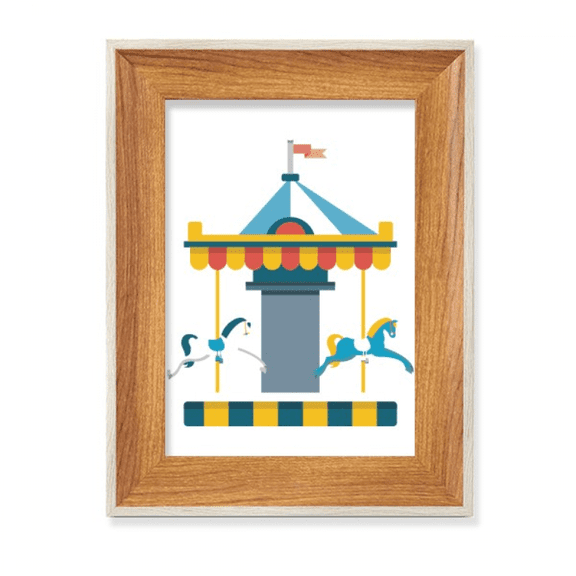 Amazing Funny Park Carousel Illustration Desktop Wooden Photo Frame Display Picture Art Painting Multiple Sets