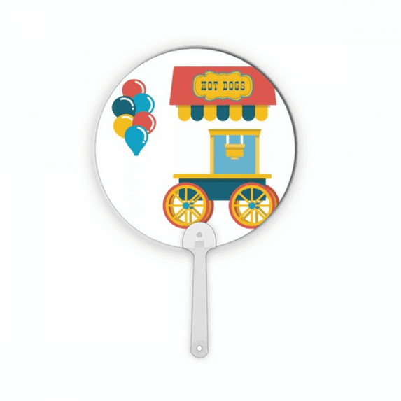 Amazing Funny Park Hot Dog Illustration Plastic Round Handheld Fan Decorations Craft