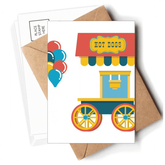 Amazing Funny Park Hot Dog Illustration Postcards Envelopes Blank Note Cards Mailing
