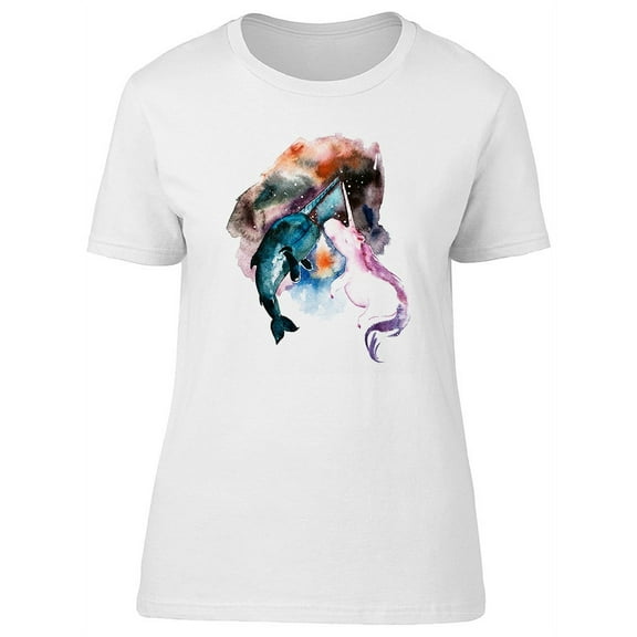 Amazing Galaxy Narwhal & Unicorn T-Shirt Women -Image by Shutterstock, Female Large