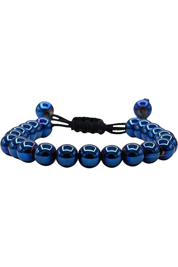 Blue Peacock Hematite Crystal Bracelet Adjustable