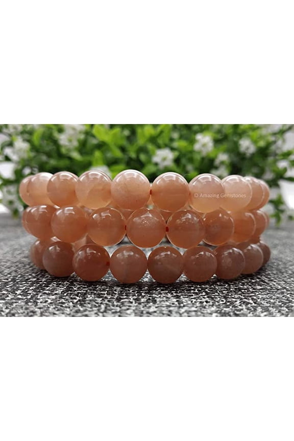 Peach Moonstone Crystal Bracelet Adjustable