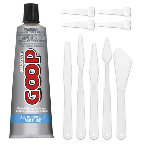 Amazing Goop All Purpose Glue 3.7 Ounce 109.4mL Tube Industrial Strength Adhesive Dries Clear, 4 Snip Tip Applicator Tips and Pixiss Spreader Tools Set