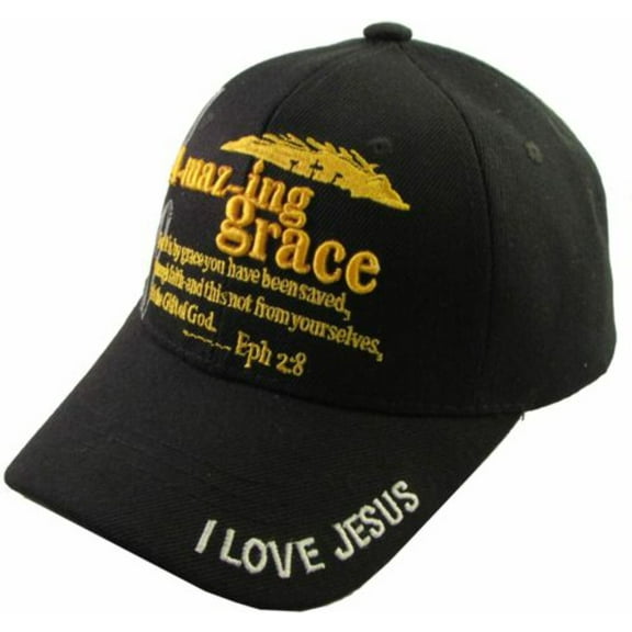 Amazing Grace Christian Baseball Hat Cap (Black)
