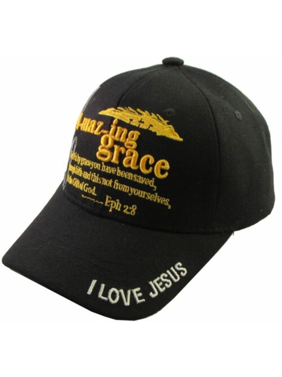 Amazing Grace Christian Baseball Hat Cap (Black)