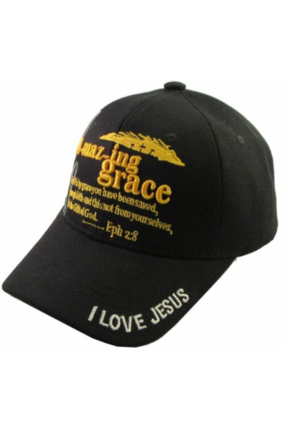 Amazing Grace Christian Baseball Hat Cap (Black)