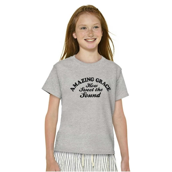 Amazing Grace Christion Song Lyrics Crewneck T Shirts Boy Girl Teen Brisco Brands L
