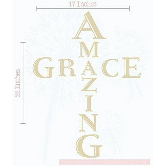 Amazing Grace Cross Vinyl Letters Art Religious Wall Sticker Décor 17x23-Inch Beige