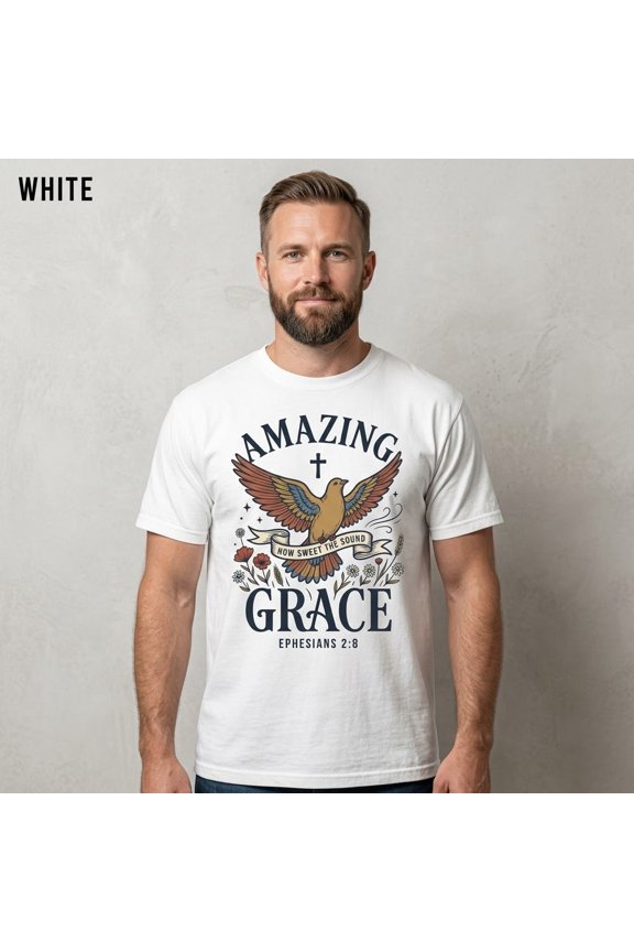 Amazing Grace Eagle Bible Verse Freeships Christian Gift Trendy T-Shirt, Size S-5XL