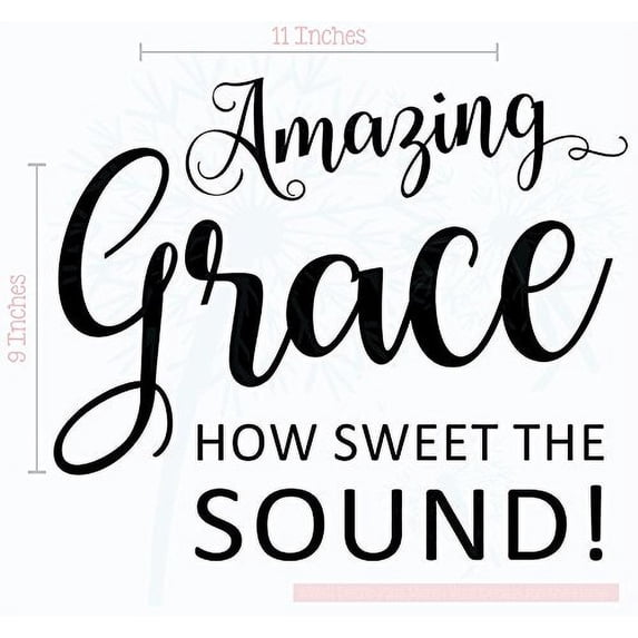 Amazing Grace How Sweet Sound Square Vinyl Lettering Art Wall Decals Stickers 11x9-Inch Black