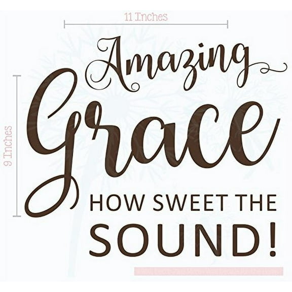 Amazing Grace How Sweet Sound Square Vinyl Lettering Art Wall Decals Stickers 11x9-Inch Chocolate Brown