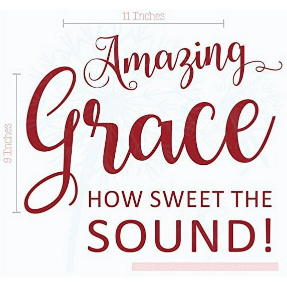 Amazing Grace How Sweet Sound Square Vinyl Lettering Art Wall Decals Stickers 11x9-Inch Red