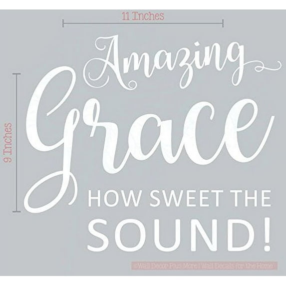 Amazing Grace How Sweet Sound Square Vinyl Lettering Art Wall Decals Stickers 11x9-Inch White
