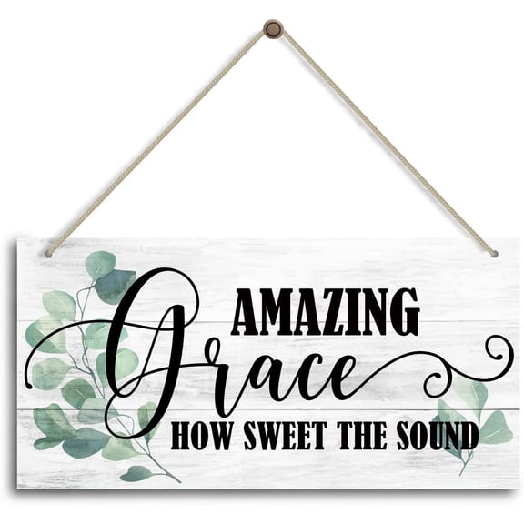 Amazing Grace How Sweet The Sound - Religious Gifts -Faith Wall Decor Sign, Farmhouse Christian Wall Sign - Faith Wall Decor Sign 10x5 Inch