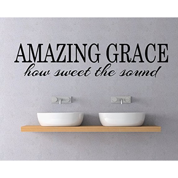 Amazing Grace How Sweet The Sound Vinyl Letters Room Décor Quotes Wall Stickers, 23x5, Black