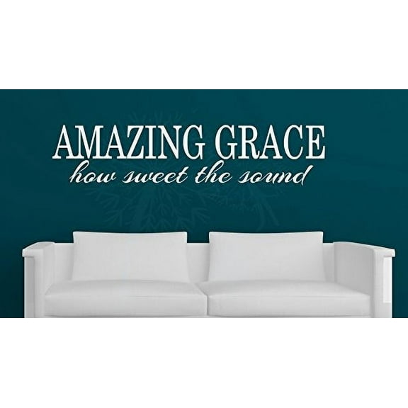 Amazing Grace How Sweet The Sound Vinyl Letters Room Décor Quotes Wall Stickers, 44x10, White
