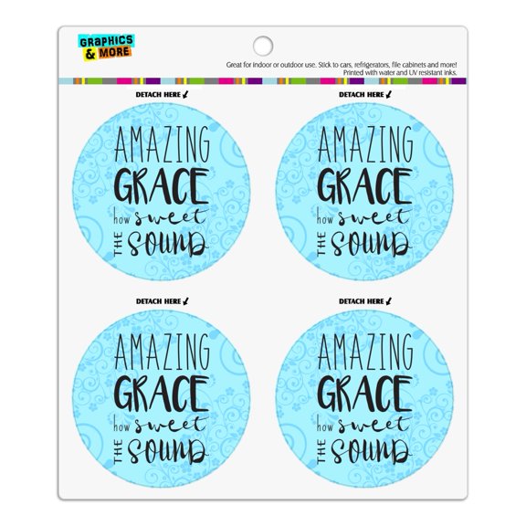 Amazing Grace How Sweet the Sound Refrigerator Fridge Locker Vinyl Circle Magnet Set
