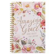 Christian Art Gifts Spiral Notebook, Amazing Grace How Sweet the Sound, Prayer Journal, Flexible Cover, Lined Paper for Writing, 128 Pages w/ Bible Verses, 8.5" x 5.9" x 0.6"