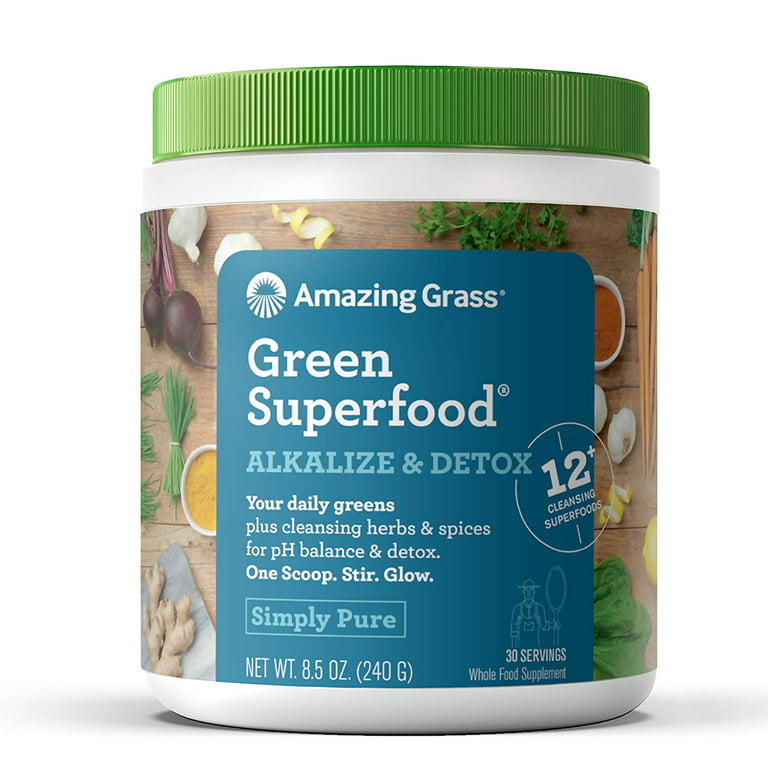 Amazing Grass Greens Blend Alkalize & Detox: Smoothie Mix, Cleanse with  Super Greens & Beet Root Powder, Digestive Enzymes, Prebiotics &  Probiotics