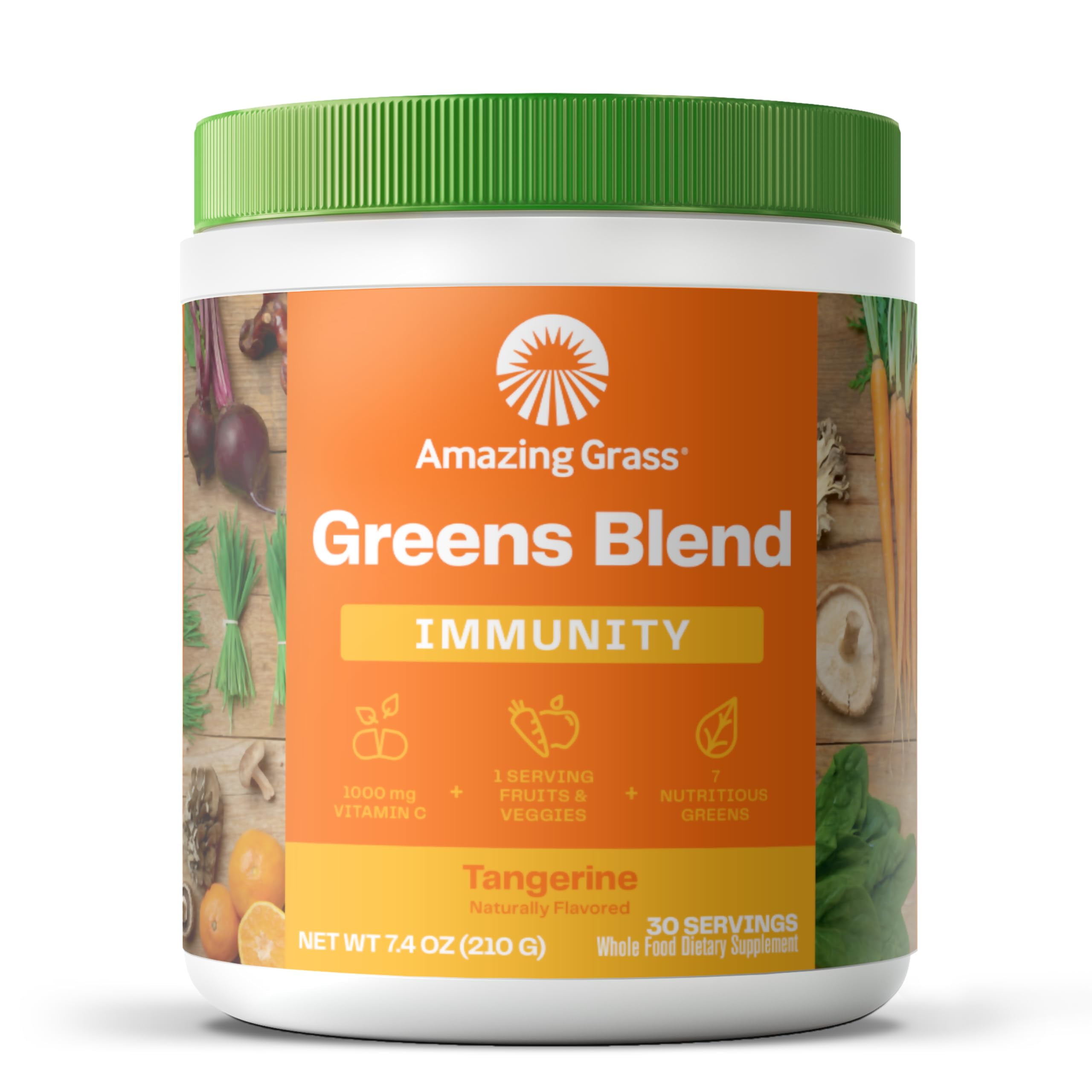Amazing Grass Green Superfood Immunity Super Greens Powder, Tangerine, 30 Servings
