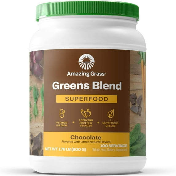 Amazing Grass Green Superfood Powder, Flavor: Chocolate, 28oz Bottle, 100 Servings