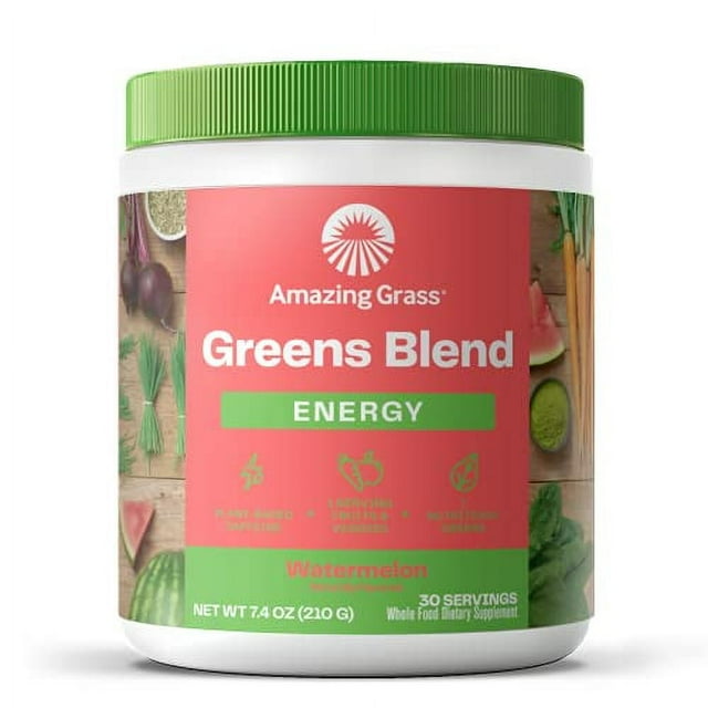 Amazing Grass Greens Blend Energy Smoothie Mix, Super Greens Powder & Plant Based Caffeine with