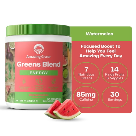 Amazing Grass, Greens Blend Energy, Watermelon, 7.4 oz, 30 Servings