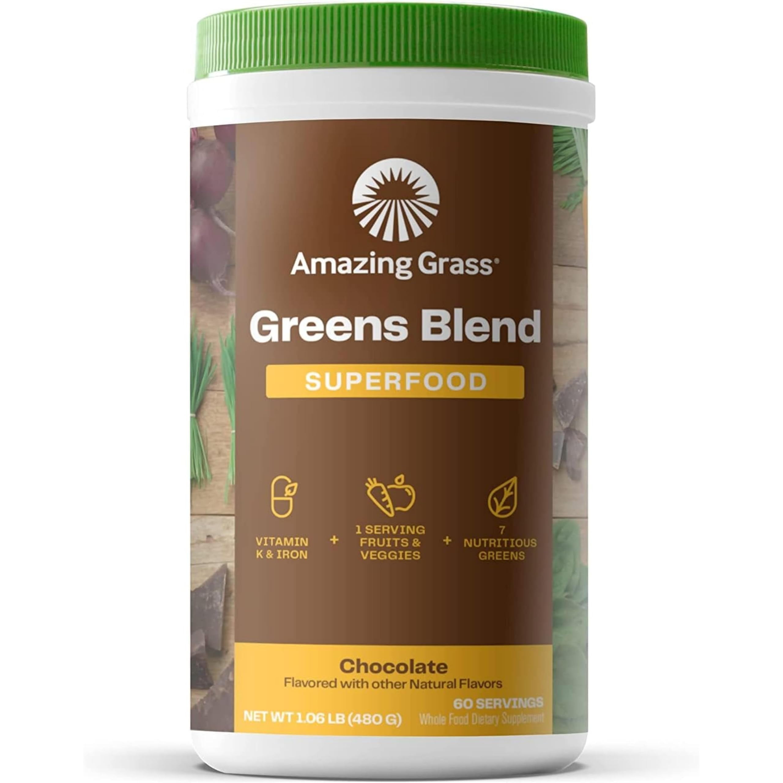 Amazing Grass Greens Blend Superfood Powder, Chocolate, 1lb, 60 Servings