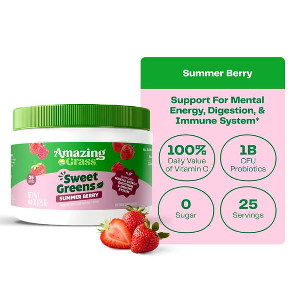 Amazing Grass Sweet Greens Superfood Powder, Summer Berry, 25 Servings