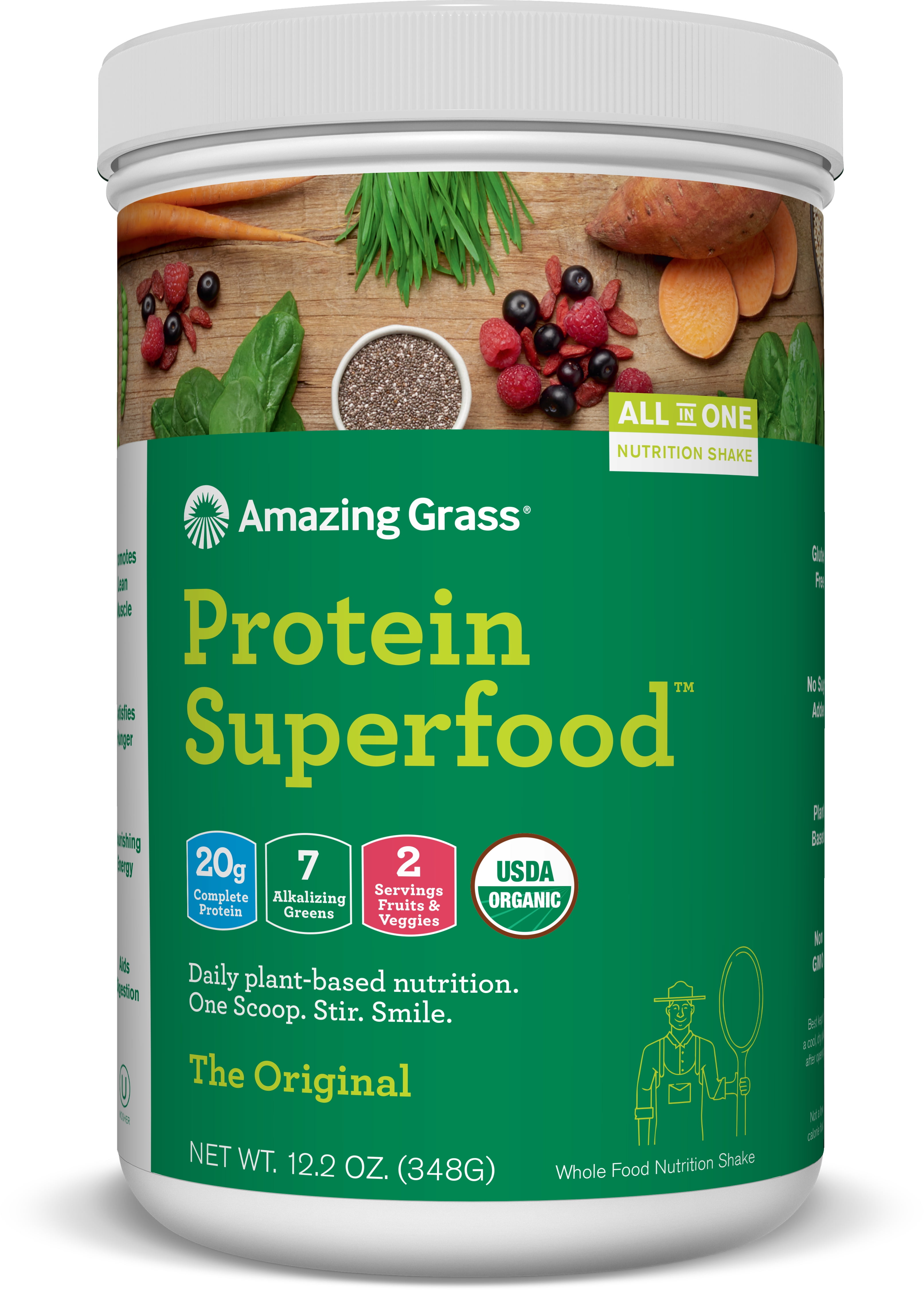 Amazing Grass Plant Protein Superfood Powder, Original, 12 Servings