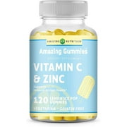 Amazing Gummies Vitamin C & Zinc 120 Gummies Supplement Lemon Ice Pop Flavor