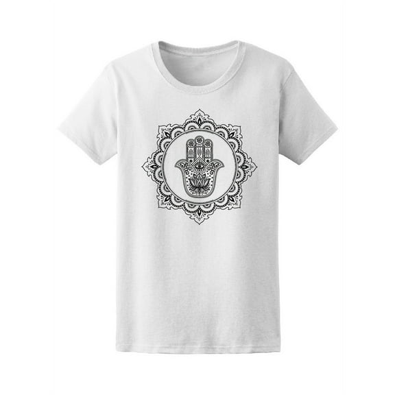 Amazing Hamsa Floral Mandala T-Shirt Women -Image by Shutterstock, Female Large