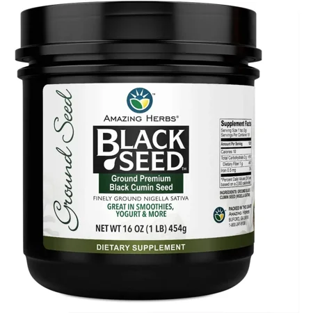 Amazing Herbs Black Seed Ground Seed, 16 Ounce (2 Pack)