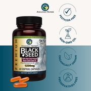 Amazing Herbs Premium Black Seed Oil Capsules - High Potency, Cold Pressed Nigella Sativa Aids in Digestive Health, Immune Support & Brain Function - 1250mg 60 Count