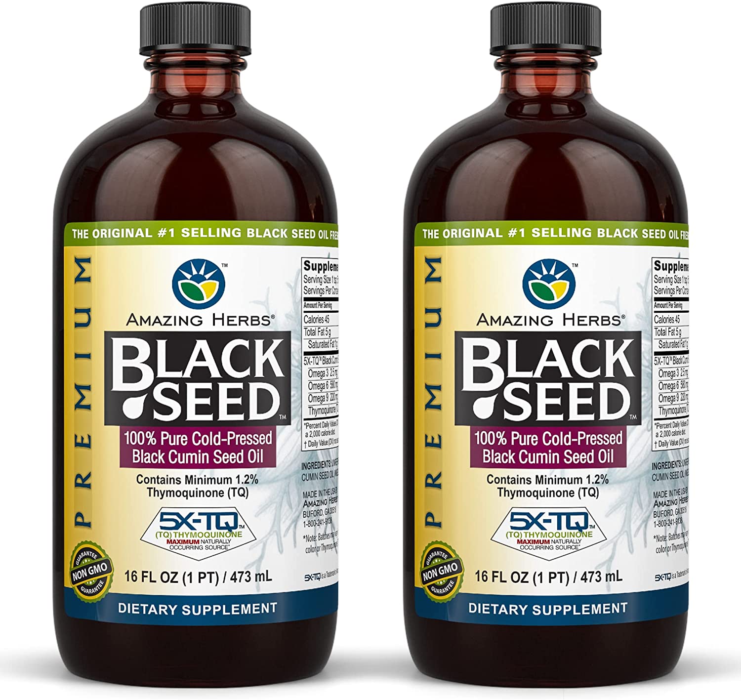 Amazing Herbs Premium Black Seed Oil Gluten Free, Non GMO, Cold