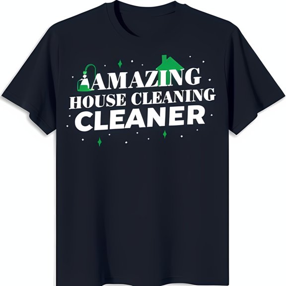 Amazing House Cleaning Cleaner T-Shirt with Green Stars & Graphics for Cleaners